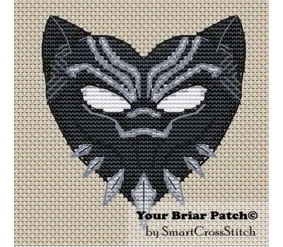 Black Panther Heart Cross stitch pattern