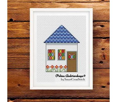 Blue House cross stitch pattern