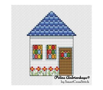 Blue House cross stitch