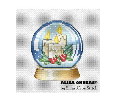 Snow Ball with Candles cross stitch pattern