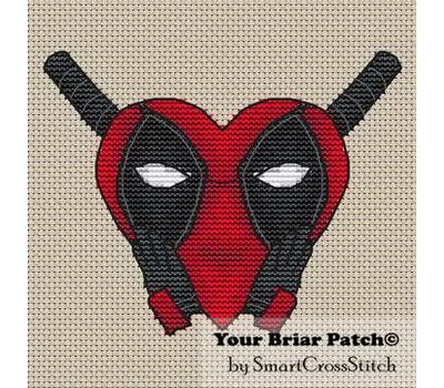 Deadpool Heart Cross stitch pattern