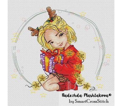 Deer Girl with Gift Cross stitch