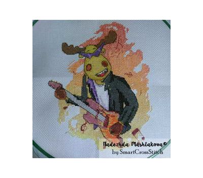 Funny Elk with Guitar Free cross stitch pattern