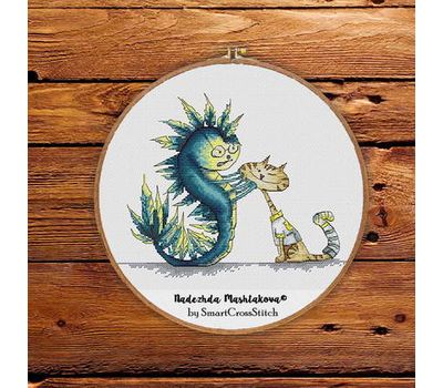 Monster and Cat Cross stitch pattern
