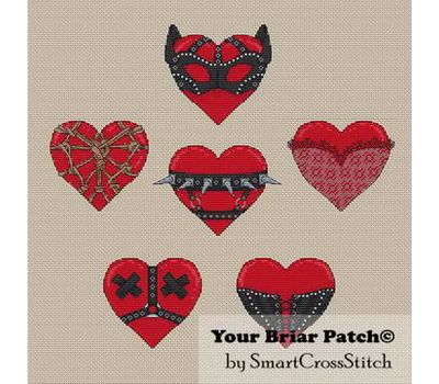 Hot Hearts cross stitch  6 patterns