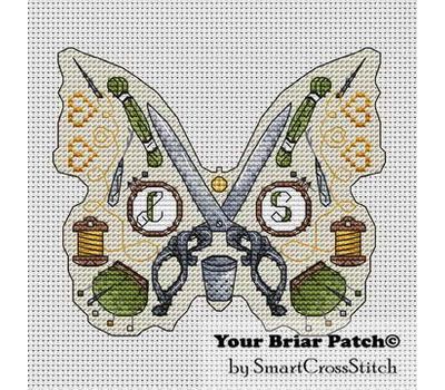Needlepoint butterfly cross stitch pattern green