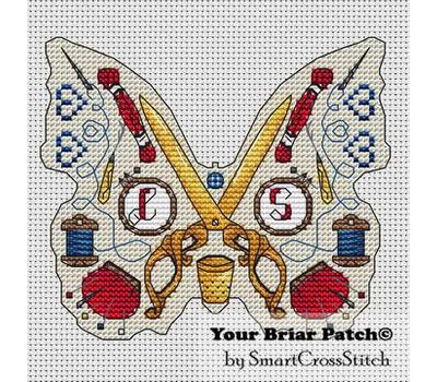 Needlepoint butterfly cross stitch pattern - red