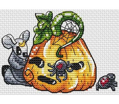Pumpkin with Spiders cross stitch