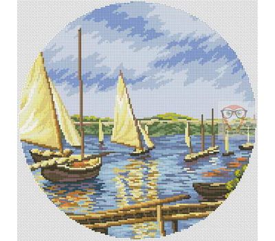 Sailing Boats at Argenteuil by Gustave Caillebotte cross stitch pattern