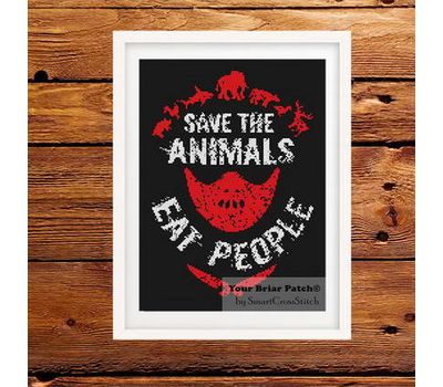 Save the Animals - Eat People cross stitch pattern