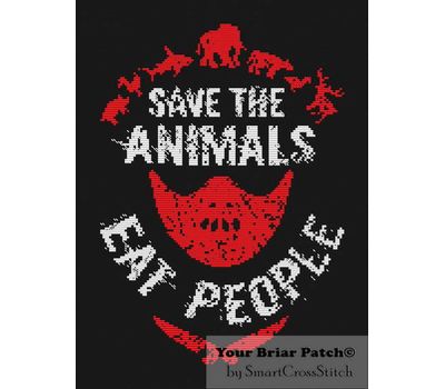 Save the Animals - Eat People cross stitch