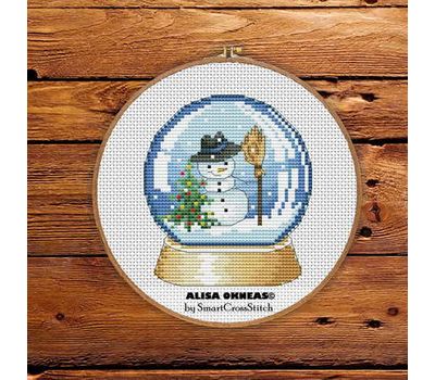 Snow Ball with Snowman cross stitch pattern