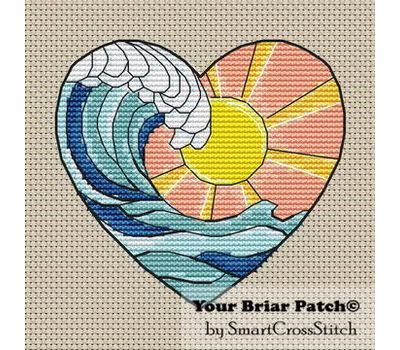 Summer heart cross stitch chart