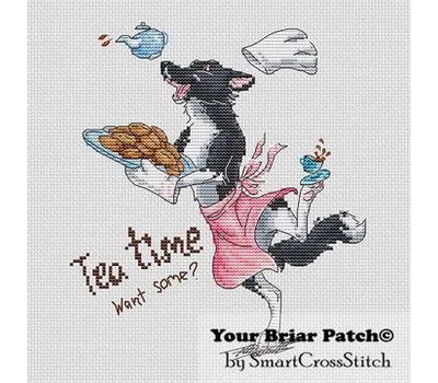 Tea time Dog cross stitch