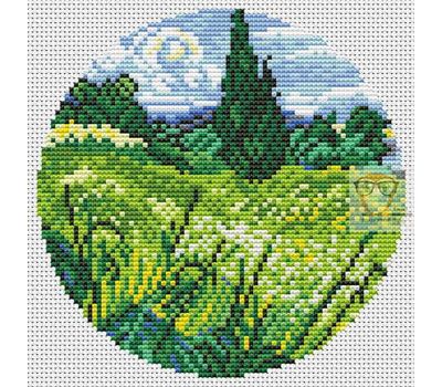 Green Wheat Field with Cypress by Van Gogh cross stitch