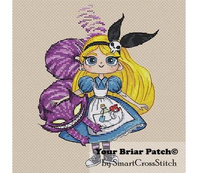 Alice and Cheshire Cat cross stitch