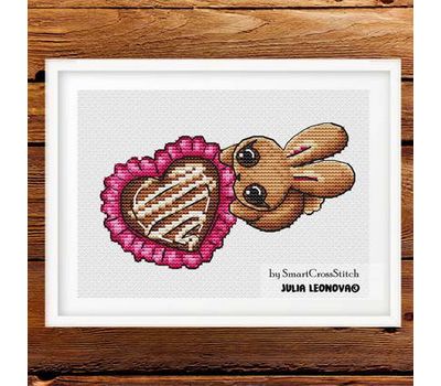 Bunny and Heart Free cross stitch pattern