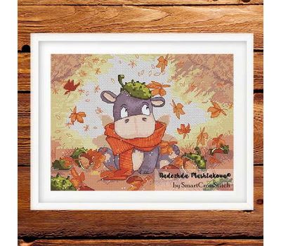 Hippo with chestnuts Cross stitch pattern