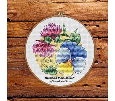 Pansies and thistle Cross stitch pattern