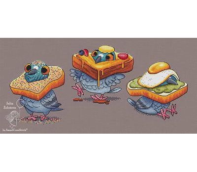 Funny Pigeons in Sandwiches Free cross stitch