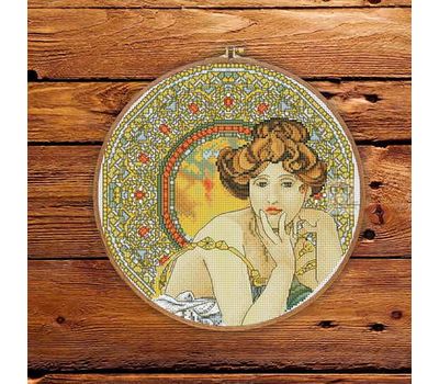 Topaz Lady by Alfons Mucha cross stitch pattern