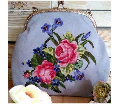 Two Roses and Dragonfly cross stitch pattern