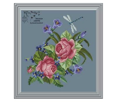Two Roses and Dragonfly cross stitch