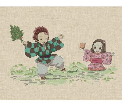 Anime Boy and Girl cross stitch