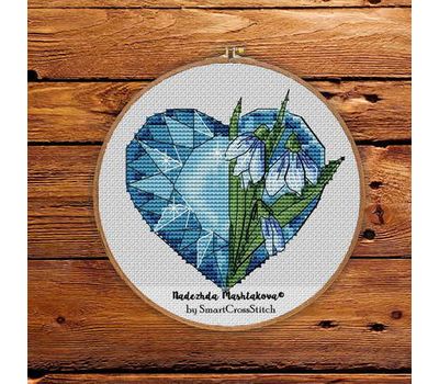 Blue Heart cross stitch pattern