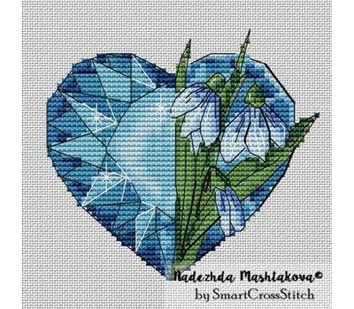 Aquamarine Heart cross stitch chart