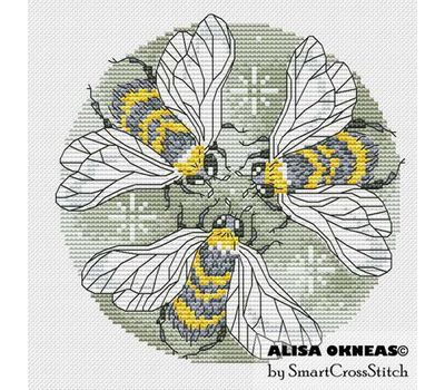 Bees Round cross stitch