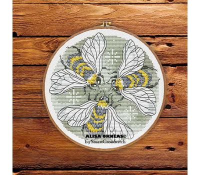 Bees Round cross stitch pattern