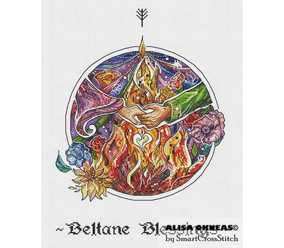 Beltane (Gaelic May Day) cross stitch