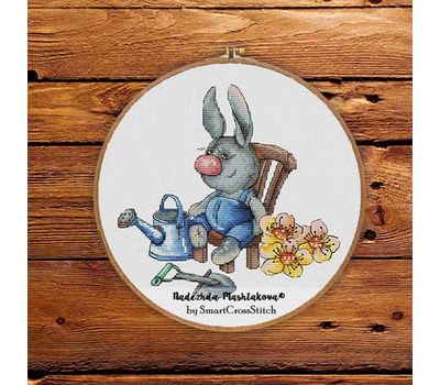 Bunny The Gardener cross stitch pattern