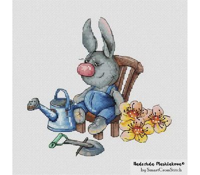 Bunny The Gardener cross stitch