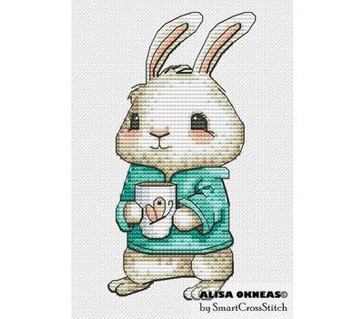Bunny with Coffee cross stitch