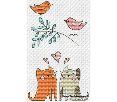 Cats couple cross stitch chart