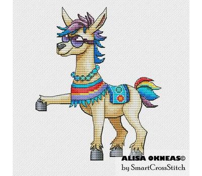 Disco Llama cross stitch