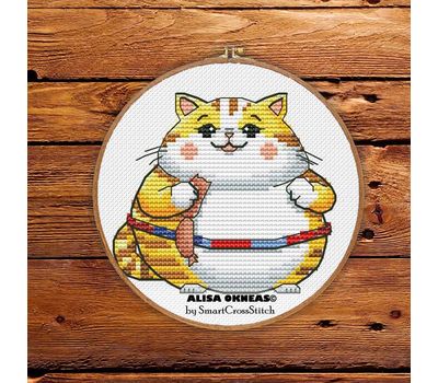 Fat Cat cross stitch pattern