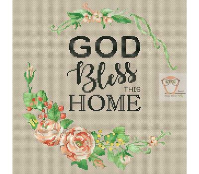 God Bless This Home Quote cross stitch pattern
