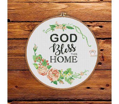 God Bless This Home Quote cross stitch chart