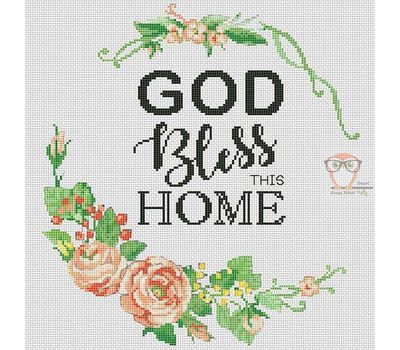God Bless This Home Quote cross stitch design
