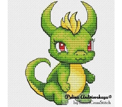 Cute Green Dragon cross stitch