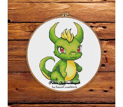 Cute Green Dragon cross stitch pattern