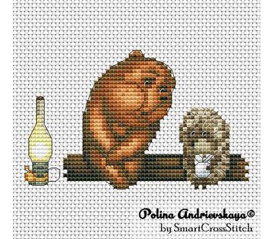 Hedgehog and Bear cross stitch