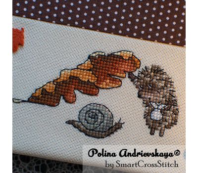 Hedgehog and snail cross stitch pattern