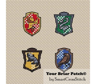 Hogwarts faculties cross stitch pattern