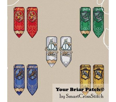 Hogwarts faculties symbols cross stitch patterns set
