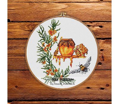 Honey and bee cross stitch pattern