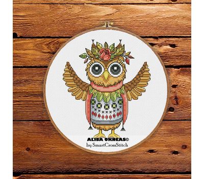 Indian Owl cross stitch pattern